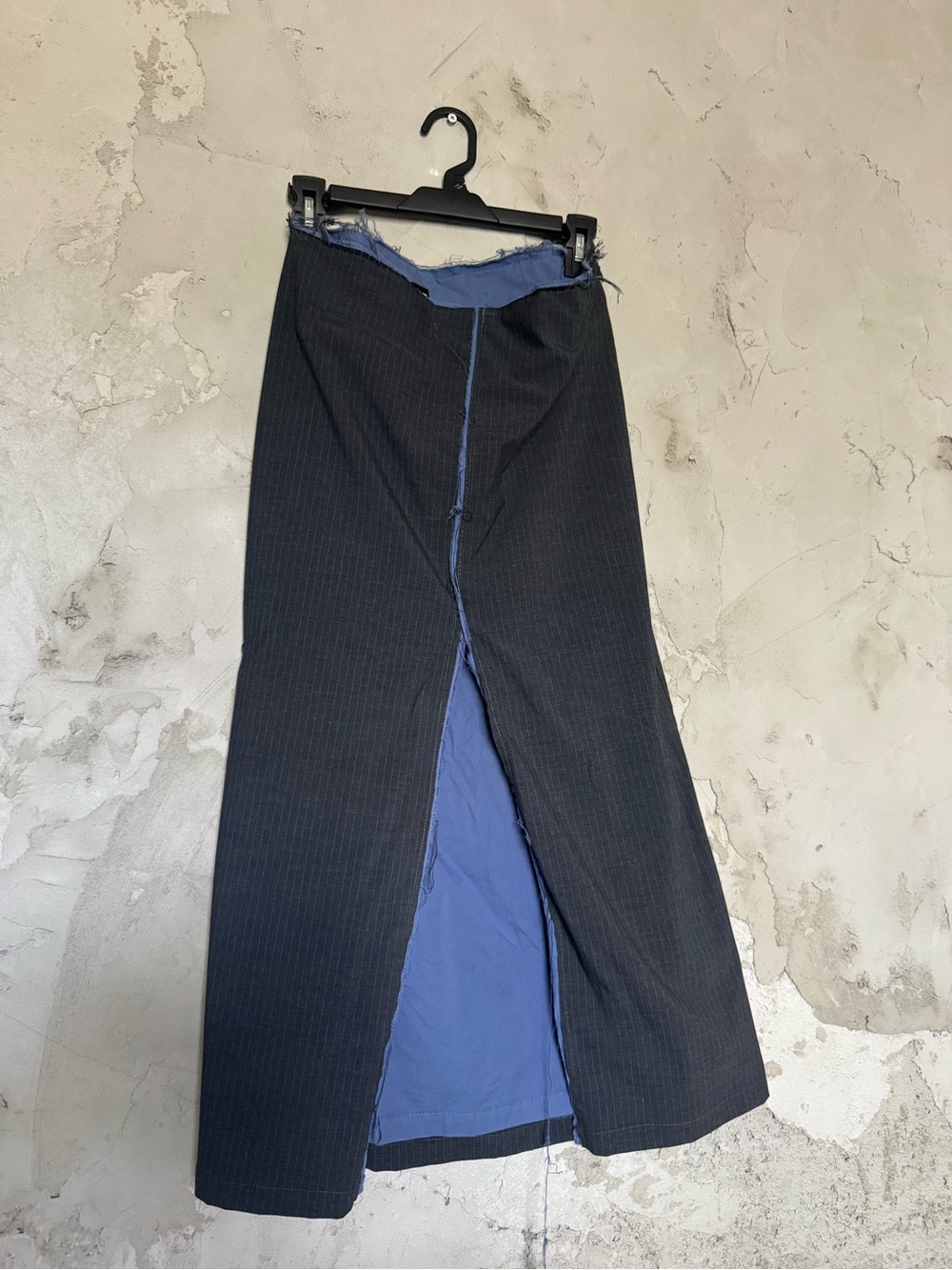 Zara Black Pinstripe Maxi Skirt with Blue Inner Panel